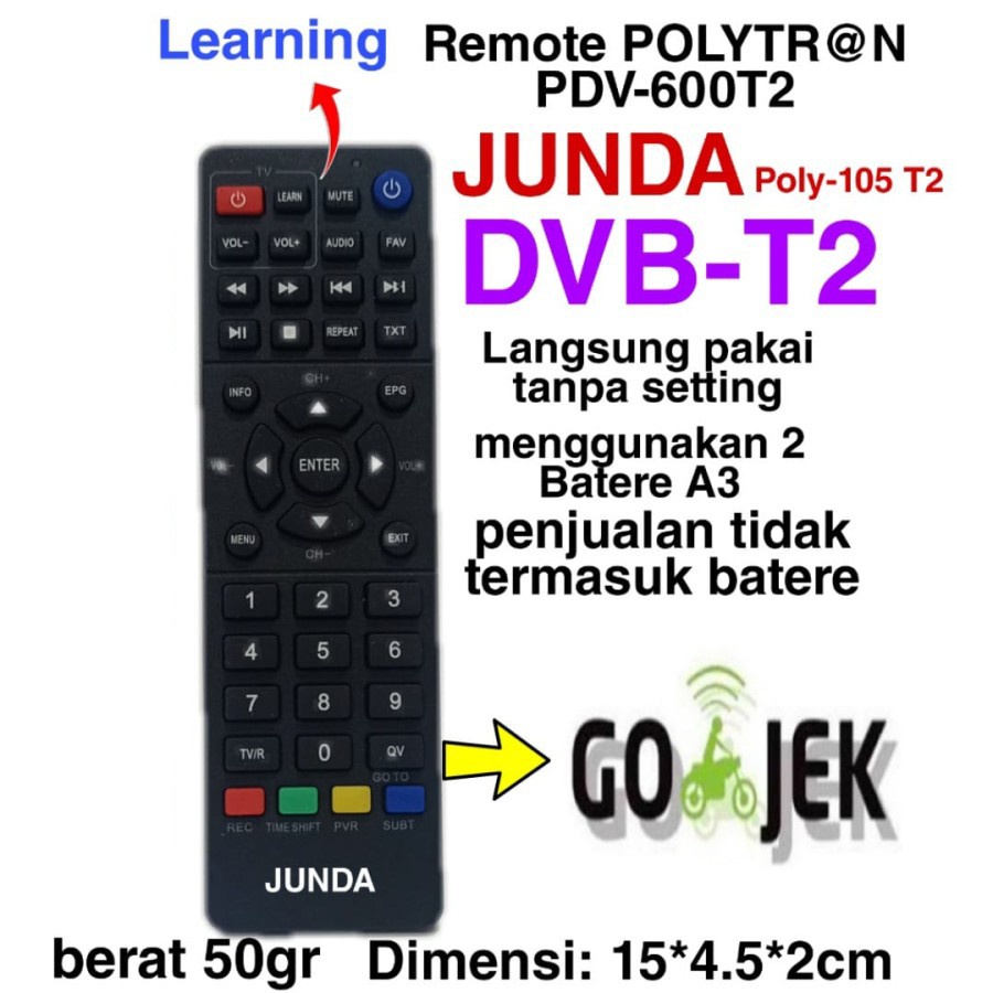 REMOT STB POLYTRON PDV 600 DVB-T2 JUNDA POLY-105