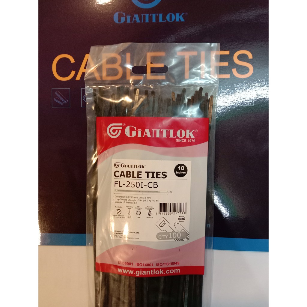 Cable Ties 25cm / Kabel Ties 25cm Merk GIANTLOK - Hitam