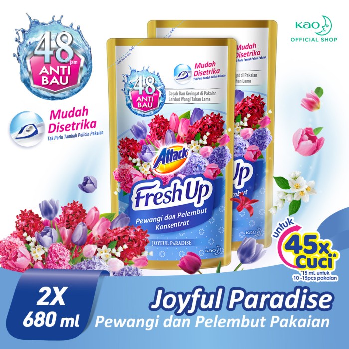 Attack Fresh Up Softener Joyful Paradise 680mL Twinpack