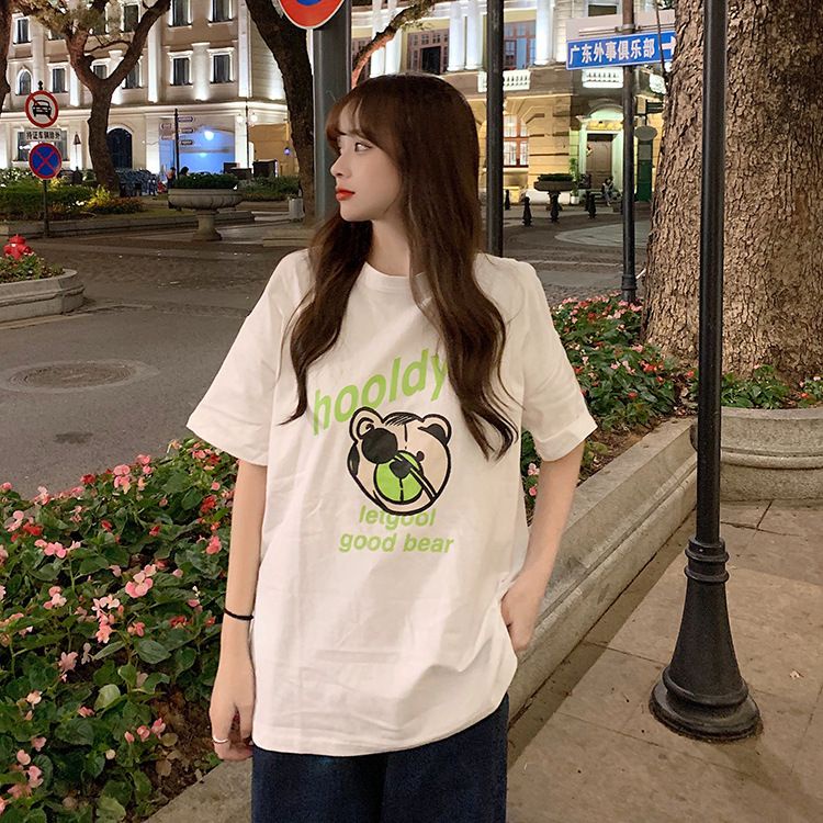 THISTLE - Oversize Tee Tshirt Wanita Model Longgar Motif Let Go Bear