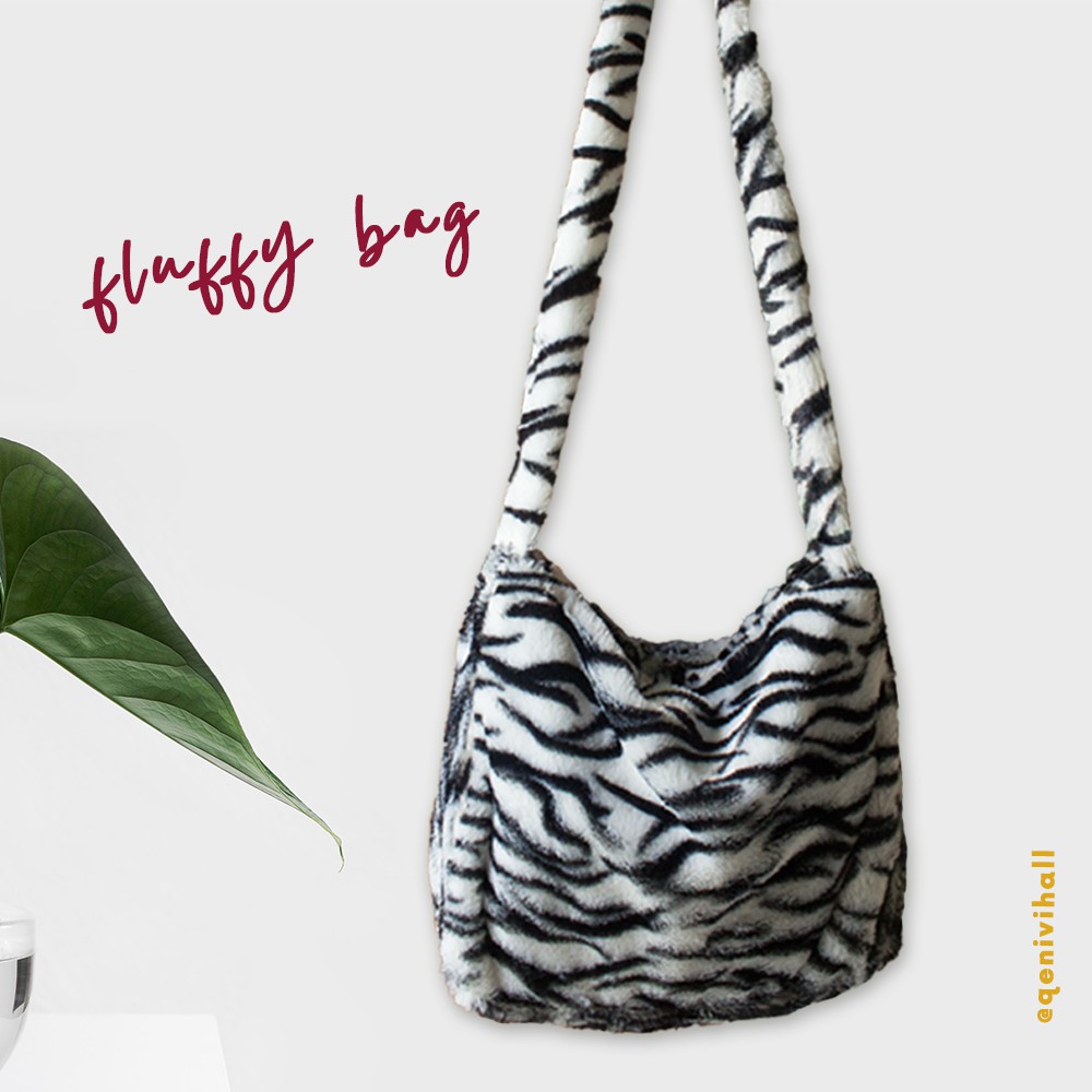 Fluffy Bag Shoulder Bag | Fluffy Bag Zebra | Tas Bulu Bulu
