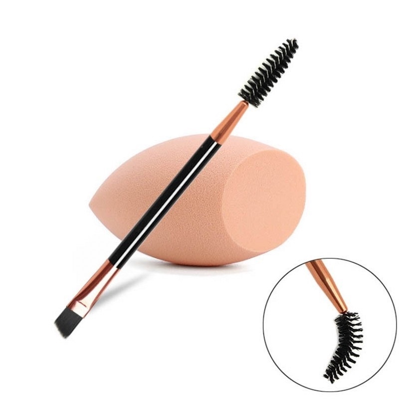 1Pc Pack 2 In 1 Professional Portable Double Head Makeup Brush / Aluminum Tube Handle Beveled Spiral Eyeshadow Make up Brushes