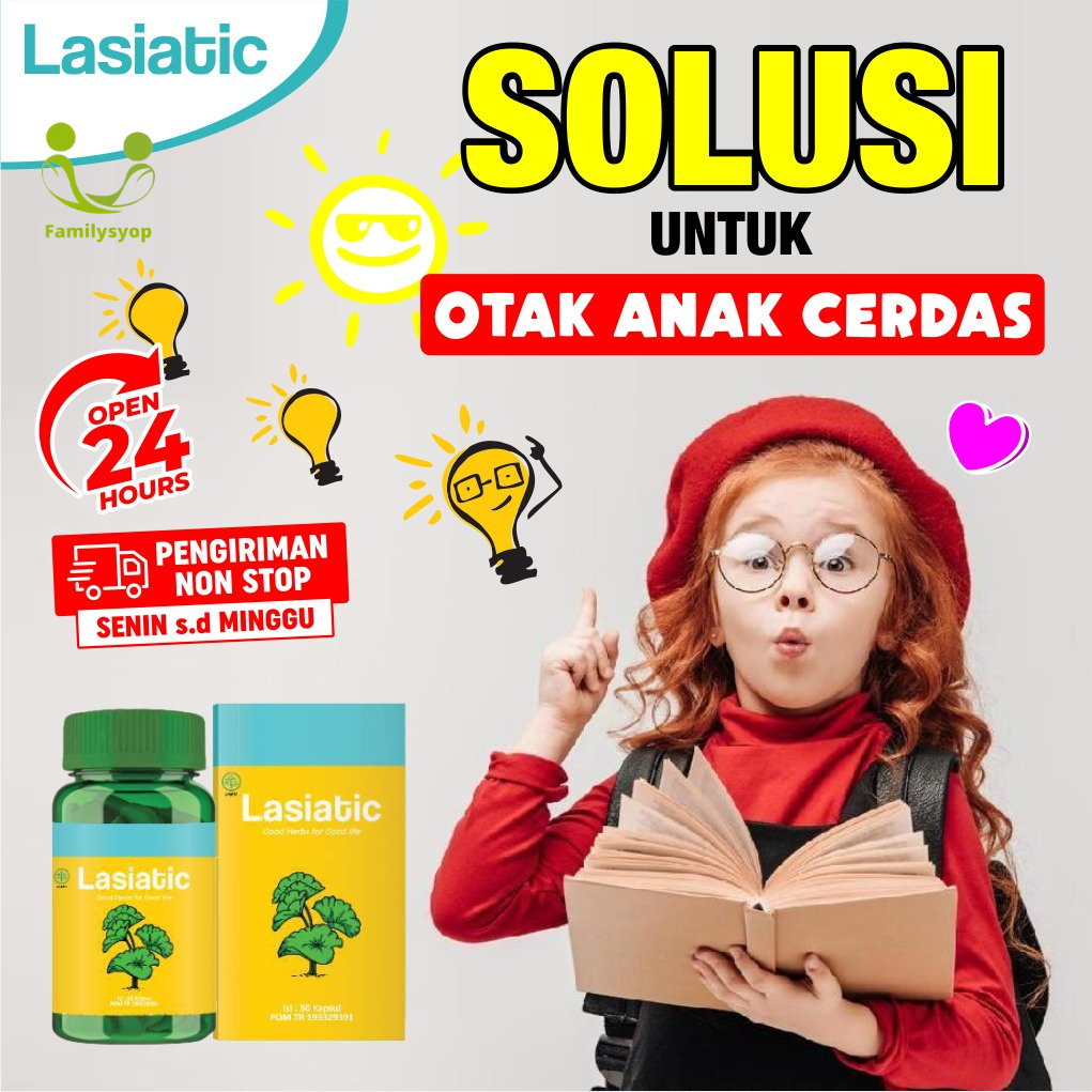 Lasiatic - Suplemen Kecerdasan Tingkatkan Daya Ingat &amp; Konsentrasi Otak Anak &amp; Dewasa Cegah Stroke Anti Aging Lancarkan Peredaran Darah Isi 50 Kapsul