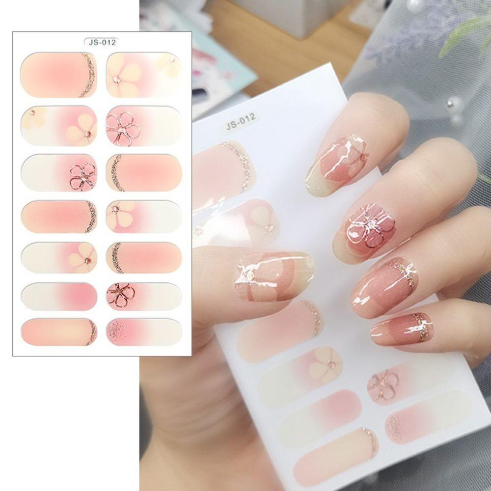 AUGUSTINA Agustinina Self-Adhesive Nail Stiker Bersinar Ikatan Simpul Dekorasi Kuku Nail Art Slider Relief Patung DIY Kuku Decals