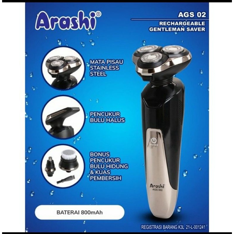 shaver set ARASHI AGS 002 - alat cukur bulu kumis jambang - rechargeable