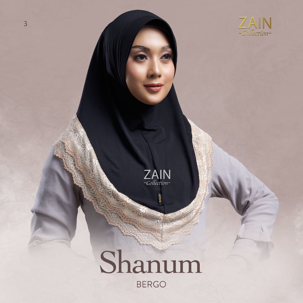 Jilbab Instan Bergo Shanum Ori Zain Collection-HITAM