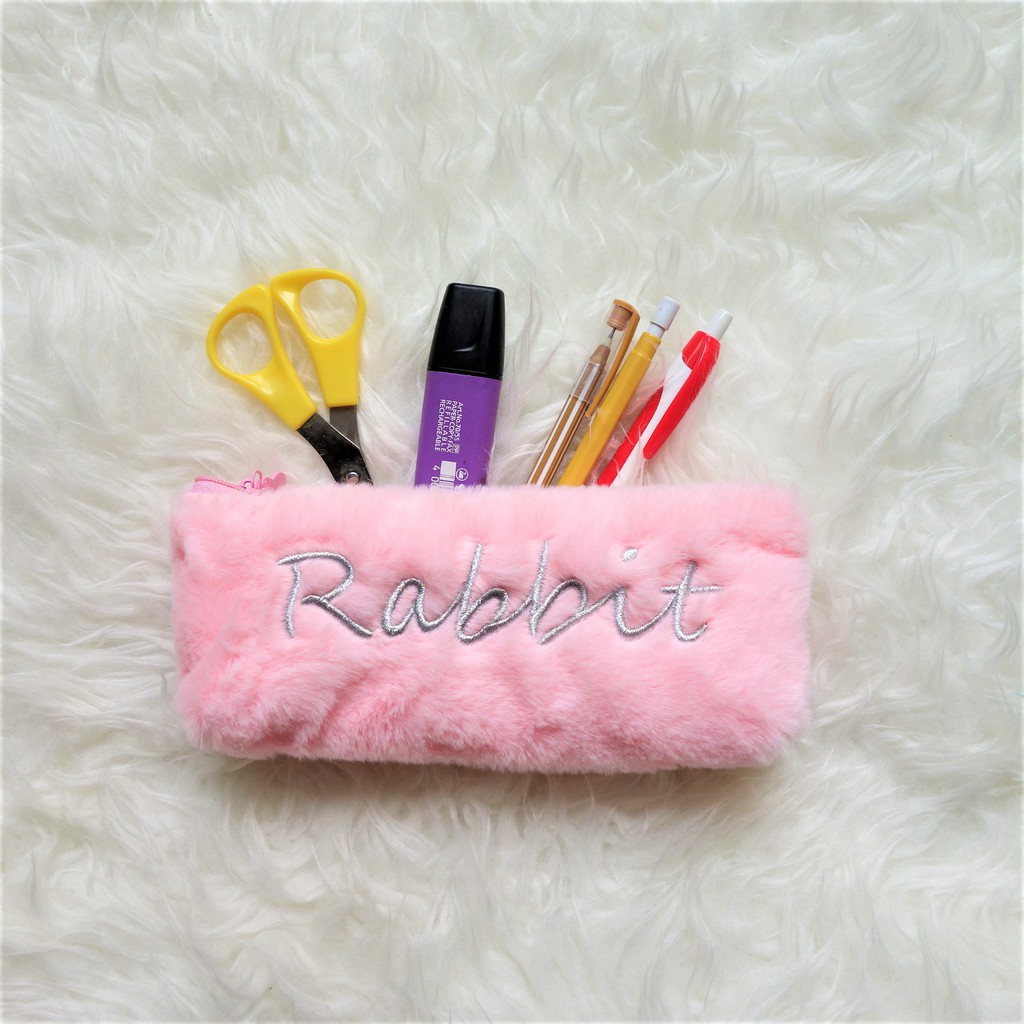 Skoola Tempat Pensil Bulu Rabbit Unik Lucu Smiggle Alike - Mochi