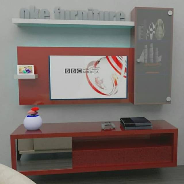 meja tv backdrop mewah 1 set