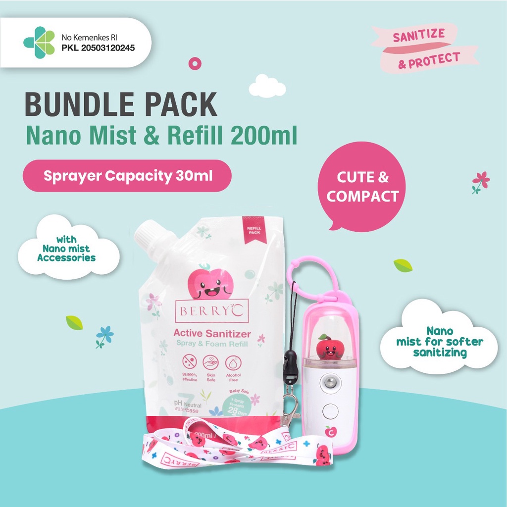 BerryC - Berry C Bundle Pack Nano Mist Spray karakter BerryC + Active Sanitizer Refill 200ML