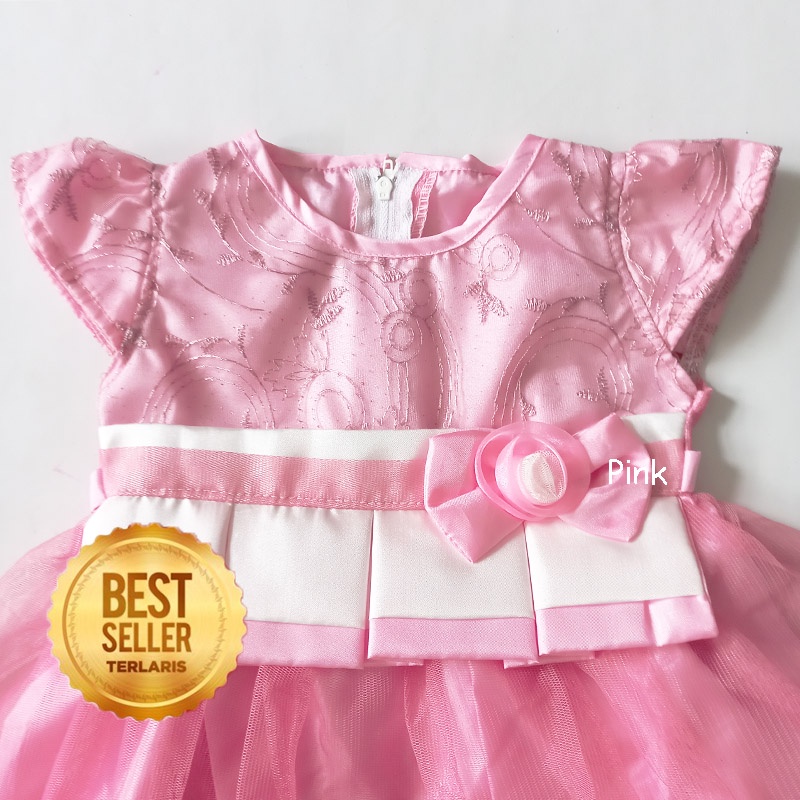 Baju Bayi Perempuan 6 12 Bulan Dress Ulang Tahun Bayi Cewe NewBorn Gaun Pesta Bahan Brukat KA105