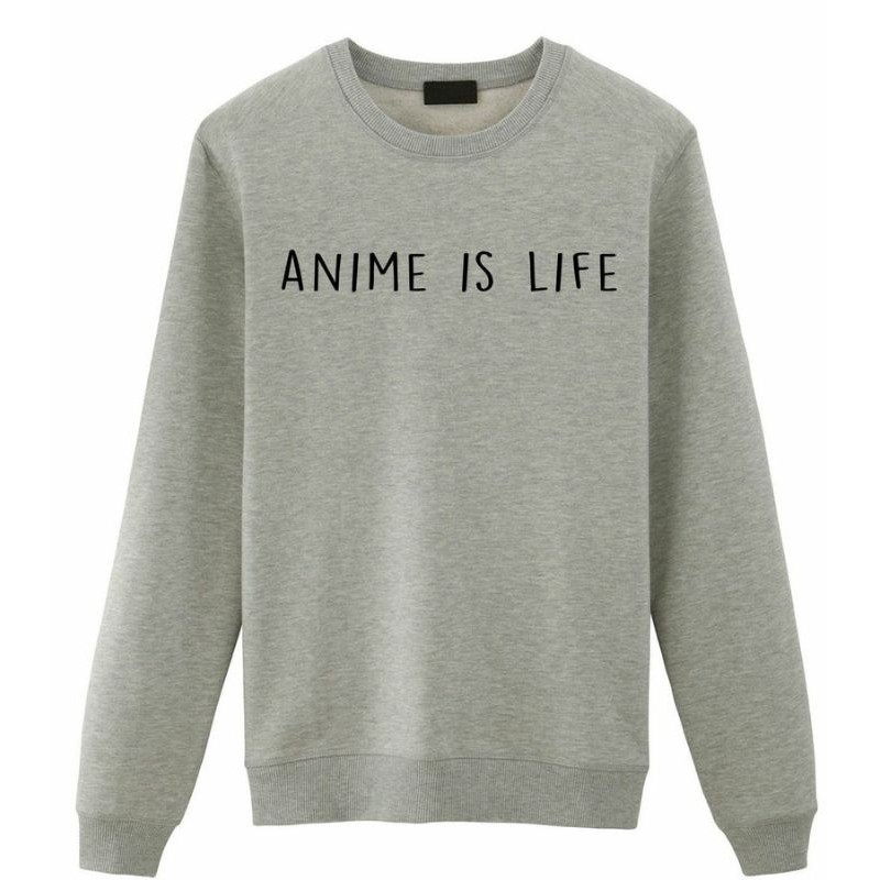 S - XXXXXL(6XL) Sweater Wibu Crewneck BIGSIZE OVERSIZE Sweater ANIME IS LIFE JUMBO/ Jaket Anime