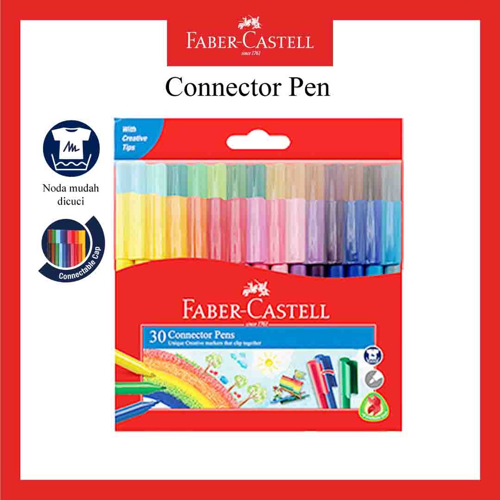 

Konektor Pen Faber Castell / Spidol Warna Kemasan 30 Warna / Connector Pen Set 30 / Alat Mewarnai