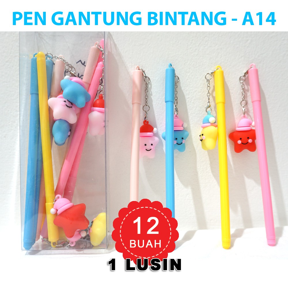 

Pulpen fancy Gantung Bintang 1 LUSIN -1 LUSIN pen Gantung BINTANG A-14
