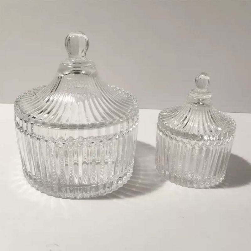 SMALL Crystal Jar Candle Jar Candy Jar / Wadah Toples Kaca Kristal Lilin Permen Hampers Souvenir