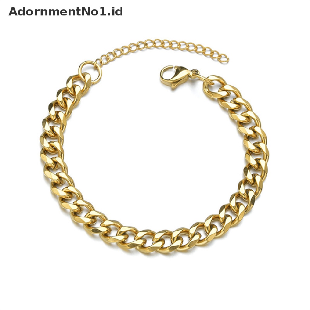 (AdornmentNo1) 2021 Gelang Tangan Rantai Stainless Steel Klasik Lebar 3 / 5 / 7mm Untuk Pria / Wanita