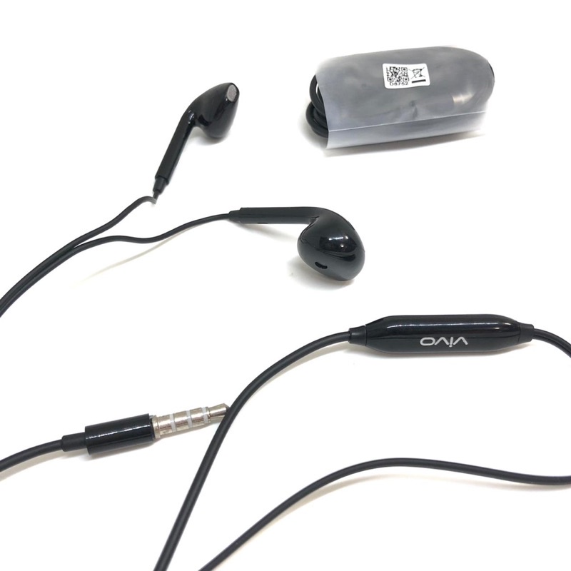 NON PACK HANDSFREE EARPHONE ORI CABUTAN FOR VIVO ALL BLACK PROMO SEN
