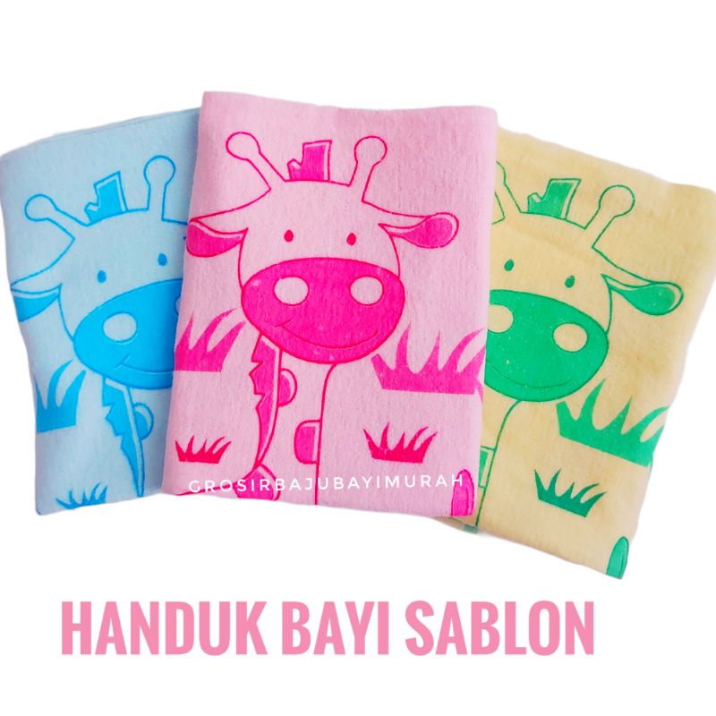 handuk bayi GAMBAR SABLON perlengkapan mandi bayi baru lahir