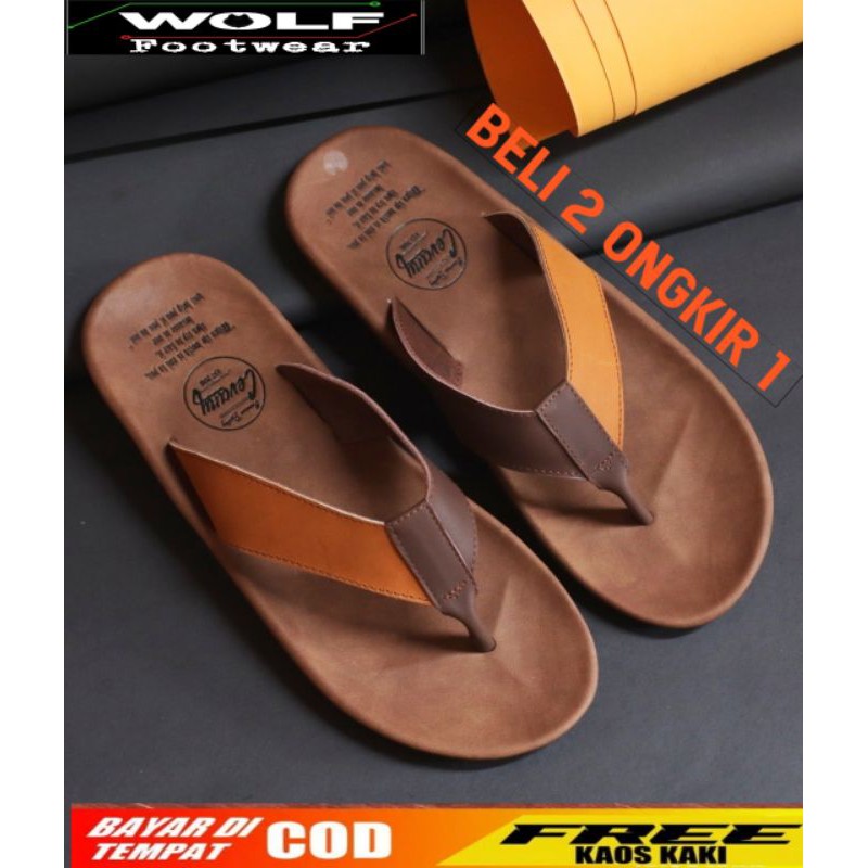 BELI 2 ONGKIR 1! SANDAL JEPIT FULL KULIT ASLI CEVANY 05 JAVIT BLACK BROWN ORIGINAL