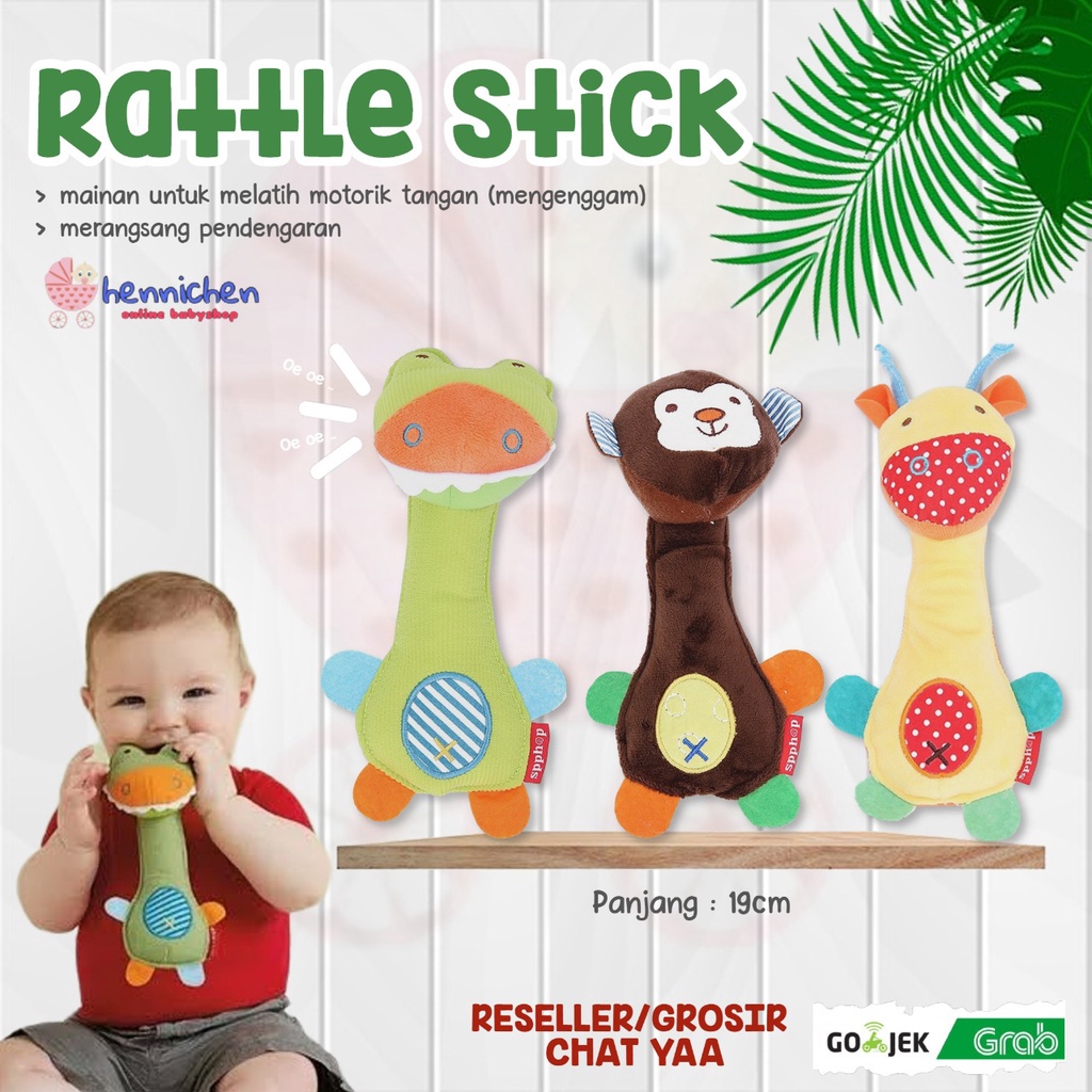 Teether Kerincingan bunyi Genggam bayi dan anak bahan aman motif random