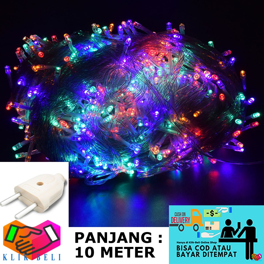 Lampu Tumblr LED Hias Natal 10 Meter / Lampu Dekorasi Twinkle Light Colorful Warna Warni + Adaptor Colokan Sambungan