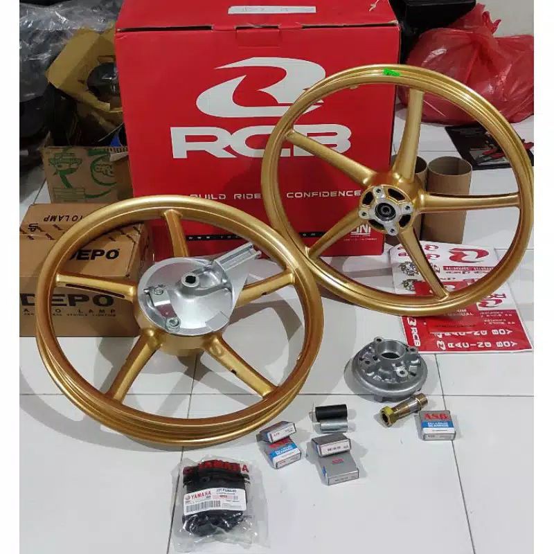 VELG RCB SET SP522 GOLD TROMOL BESAR ,UNIVERSAL ALL MOTOR RXKING,JUPZ,FISR,DAN HONDA CB,GL,MP,TIGER-Rcb set pnp cb,gl,mp