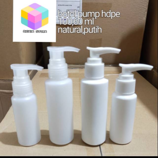 Botol pump HDPE 100/60 ml natural,putih