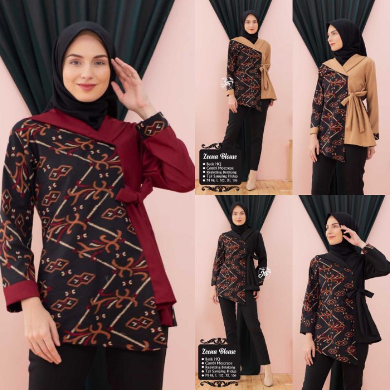 tey-17 Batik wanita ASJ SA HRB026 Kenongo Kemeja Tosca Pendek