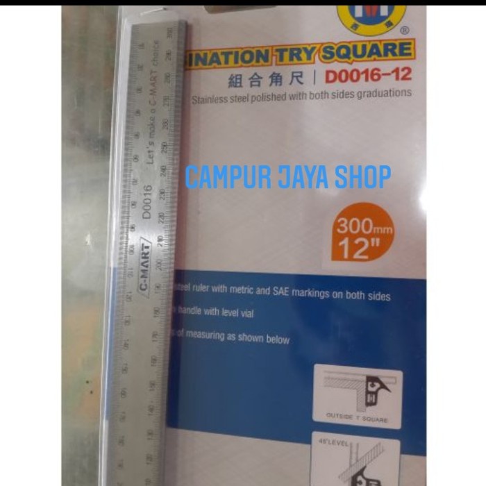 

Berkualitas Penggaris Siku Tukang Kombinasi/Serbaguna 30Cm/300Mm C-Mart Sale!!!