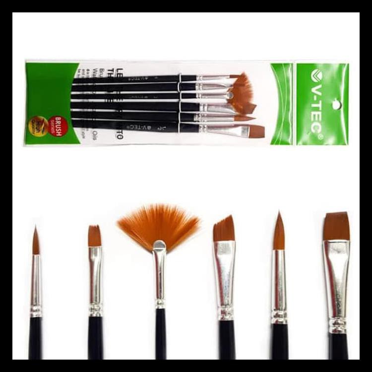 

V-Tec Brush A0107 Set 6 / Kuas Lukis Set Isi 6 / Vtec Artist Brush Terlaris