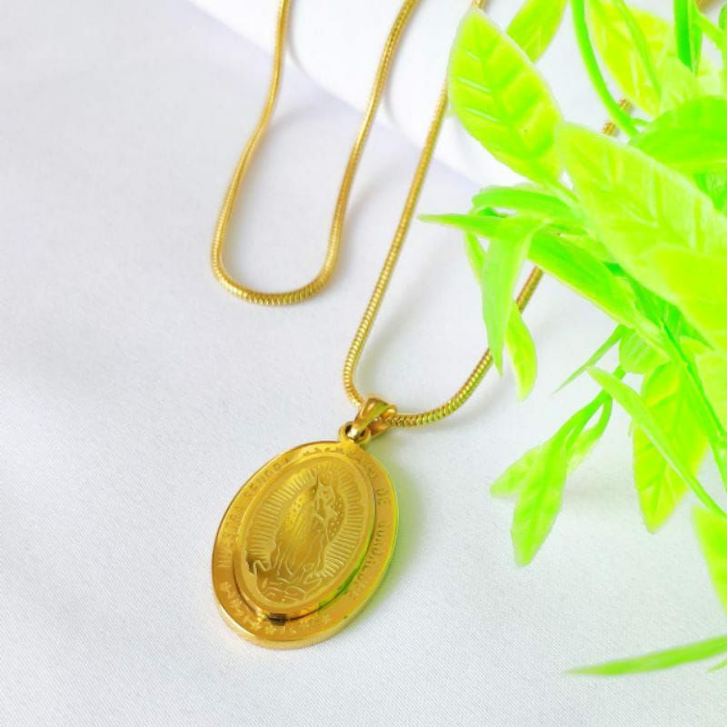 kalung bunda maria kalung rohani titaniun warna emas