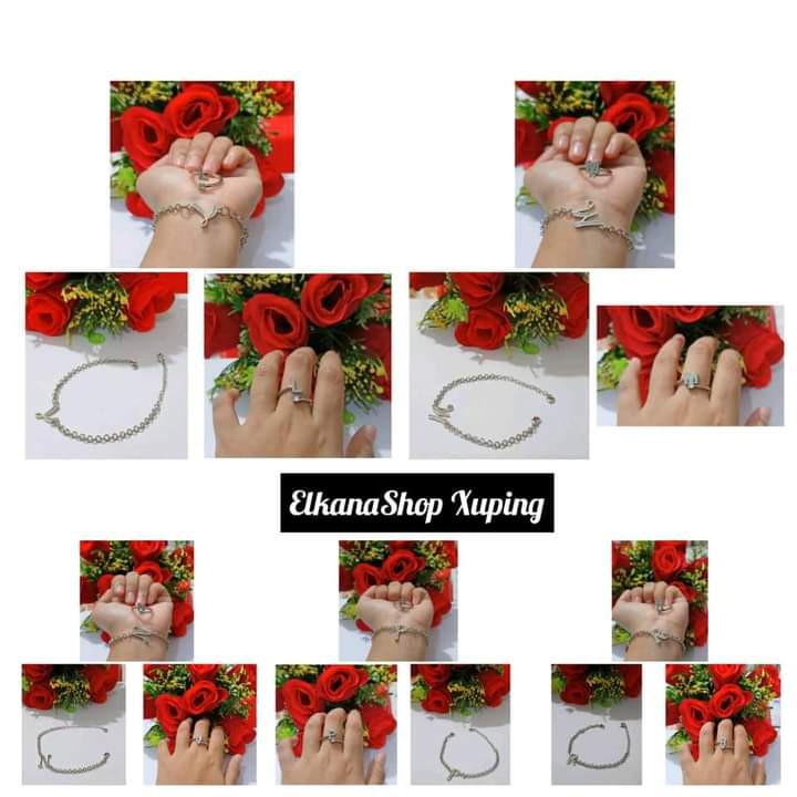 Gelang dewasa Ininsial Nama A-Z  free cincin .xuping silver