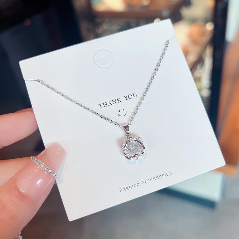 XiaoboACC Kalung Rantai Klavikula 18K Gold Plated Zircon Bentuk Bintang Segi Delapan Bahan Titanium Steel Ukuran - 38CM + 6CM