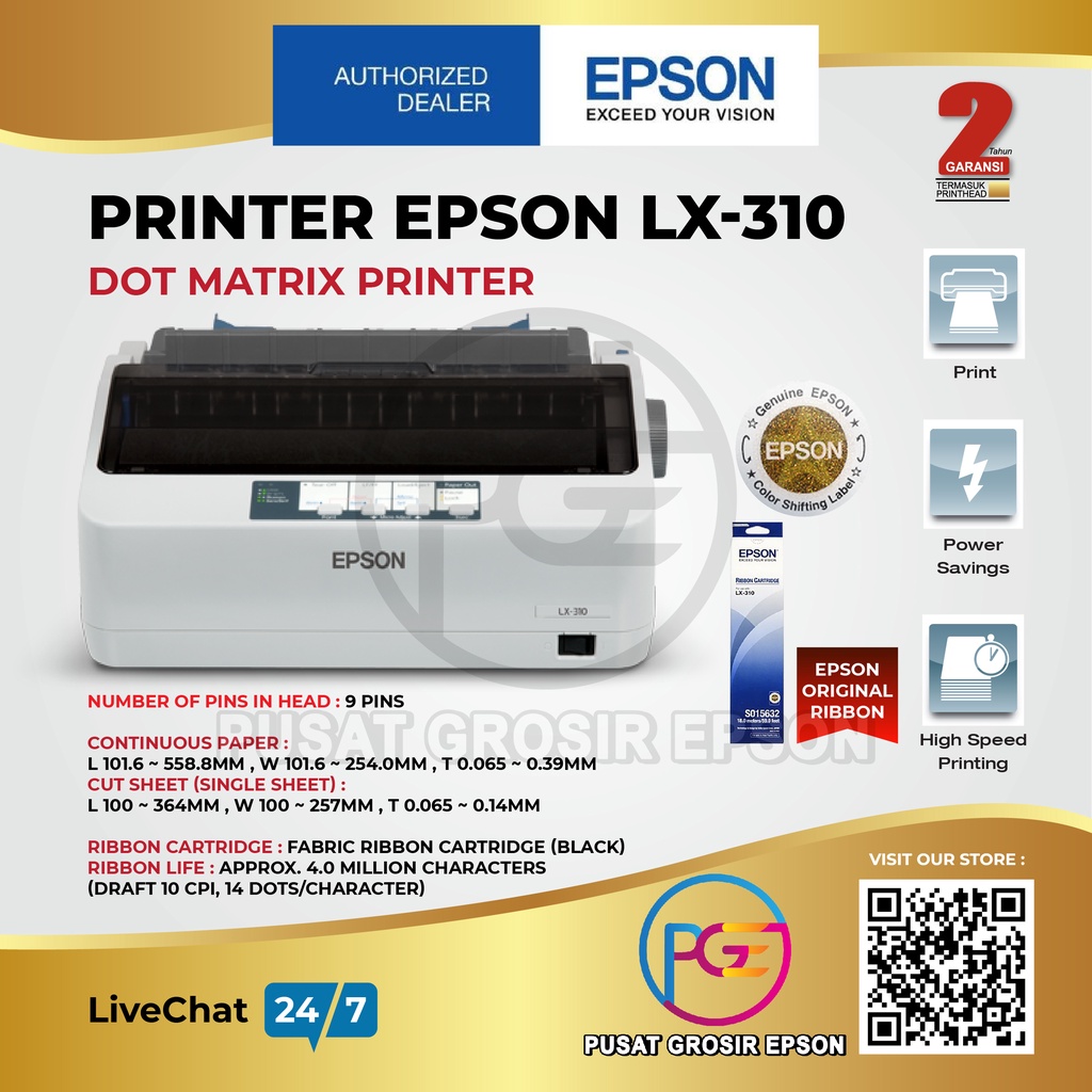 

PRINTER EPSON DOTMATRIX LX310 LX 310 LX-310 GARANSI RESMI DAN ORIGINAL
