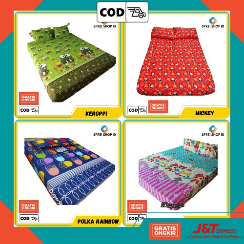 Set seprei resleting single cover sprei ukuran 90x200x15 sarung bantal 1 guling 1 sorong murah