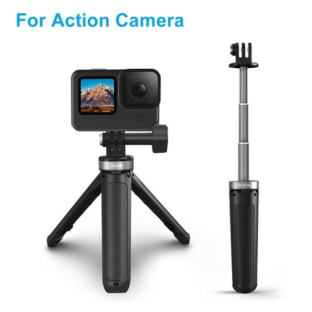 Telesin Mini Tripod Tongsis Selfie Stick GoPro Camera - GP-MNP-092-X - Black