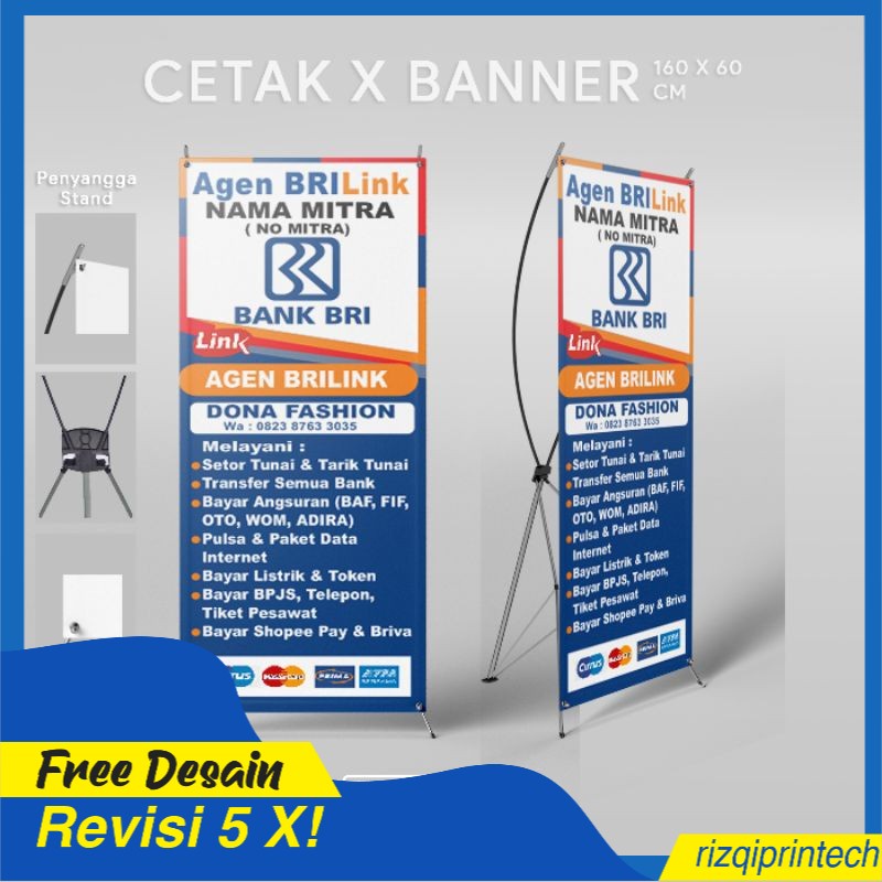 Jual X BANNER STAND AGEN BRILINK MANDIRI BNI 46 160 X 60 CM KUALITAS SUPER FREE DESAIN Shopee