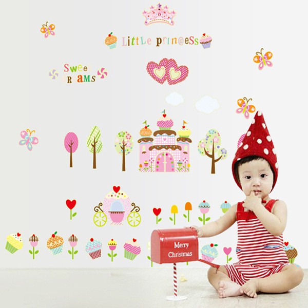 RELIZA Wall Sticker / Stiker Dinding ISTANA KUE CAPCAKE GLOW IN THE DARK LITTLE PRINCESS ABQ9606