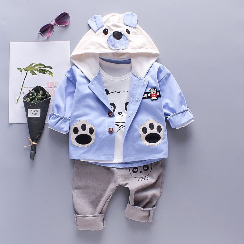 Setelan jaket hoodie anak bayi Barebear VS14 Baju anak laki laki 3in1