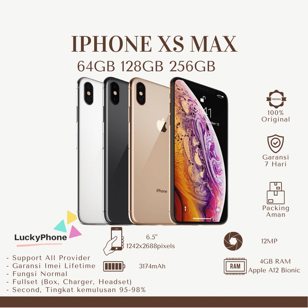 Iphone XS Max 64GB 128GB 256GB SECOND BEKAS ORIGINAL FULLSET