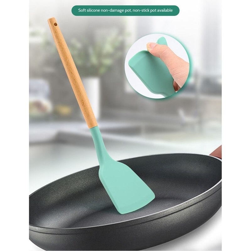 (VCM) Sutil Silicon Gagang Kayu / Peralatan Masak Murah / Utensil set / Spatula Silicone Tahan Panas