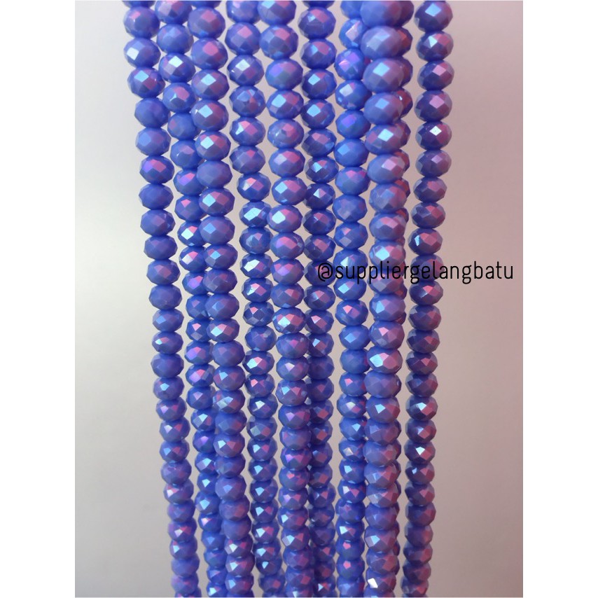 Crystal Ceko Doff 6mm BIRU UNGU supplier kristal import online shop bahan aksesoris gelang kalung