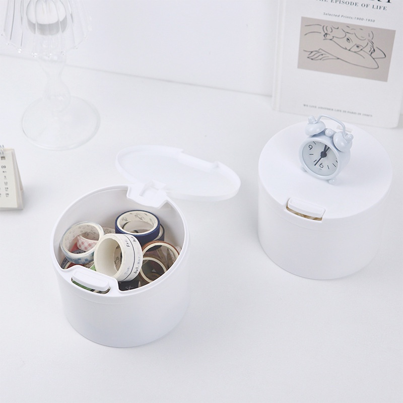 Besar dengan penutup penyimpanan desktop plastik kapas kotak penyimpanan ember tahan debu kotak peny