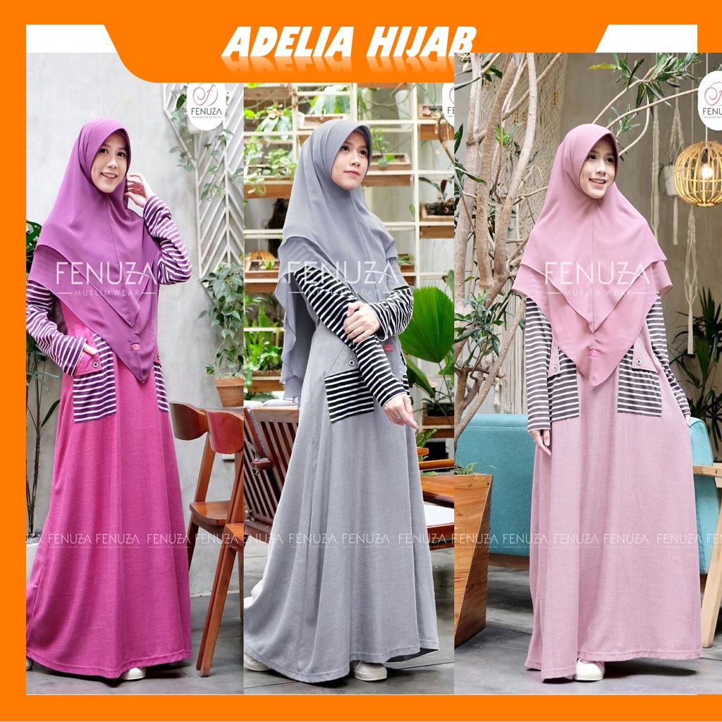 COD Promo Dress Muslim Kekinian atau Baju Gamis Wanita Remaja  Tazkia Dhikr Fenuza dengan Bahan katu