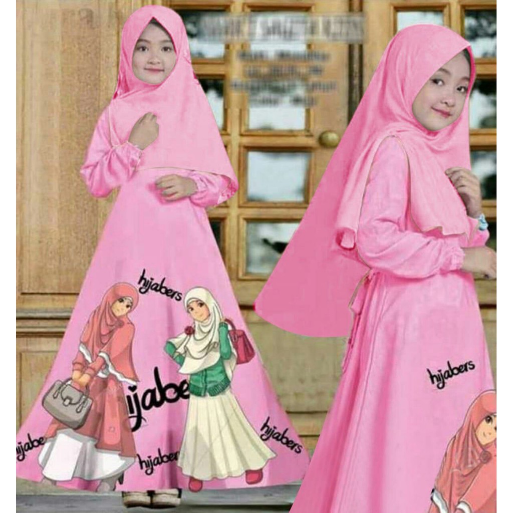 HOPYLOVY - Gamis Anak Printing Hijabers Kids Umur 8 - 10 tahun