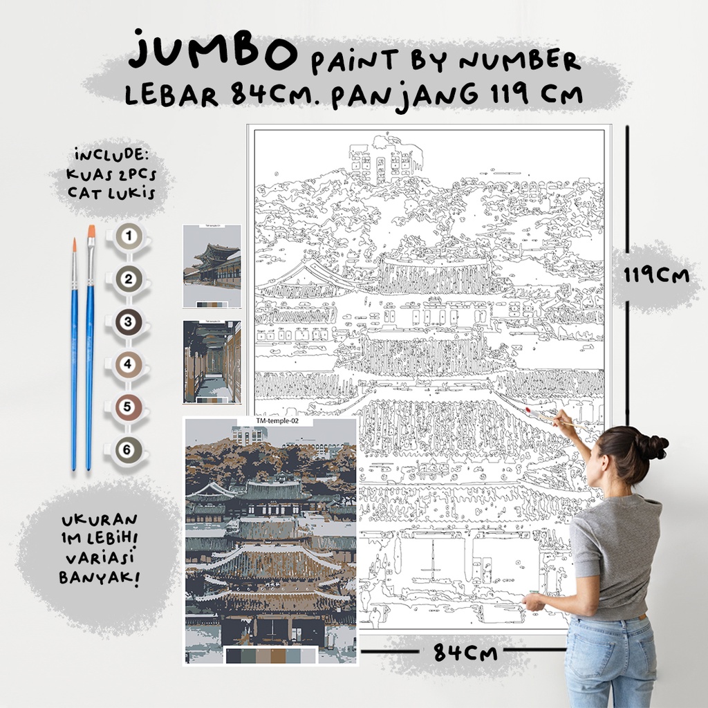 

JUMBO Paint By Number Kit, TEMPLE paint by number besar a0