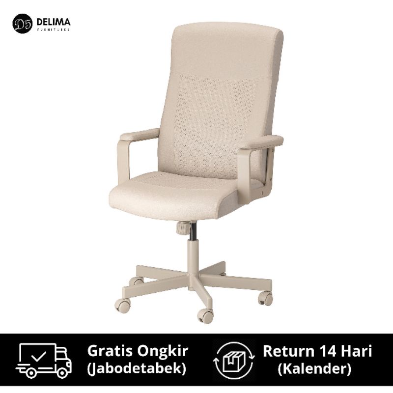 Swivel Chair Kursi Putar Kursi Kerja Beroda Kursi Kerja Kantor - Beige