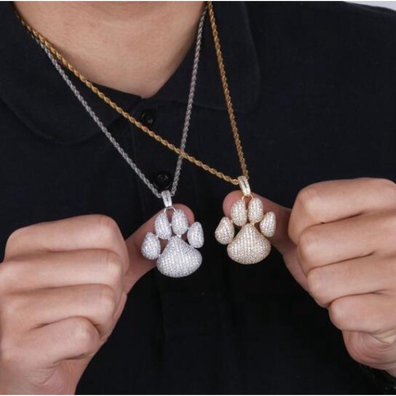 Kalung Dengan Liontin Bentuk Telapak Kaki Anjing Untuk Pria