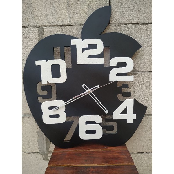 Jam Dinding Apple Black Jumbo Big Size 60 cm