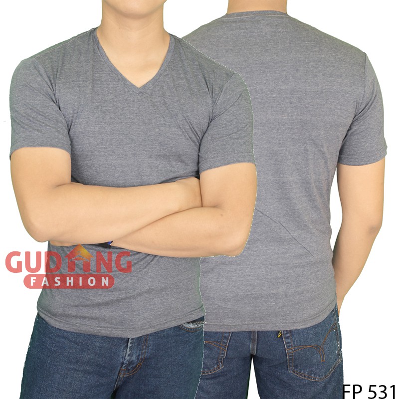 Basic Tshirt Pria Lengan Pendek Polos Leher V - FP 531