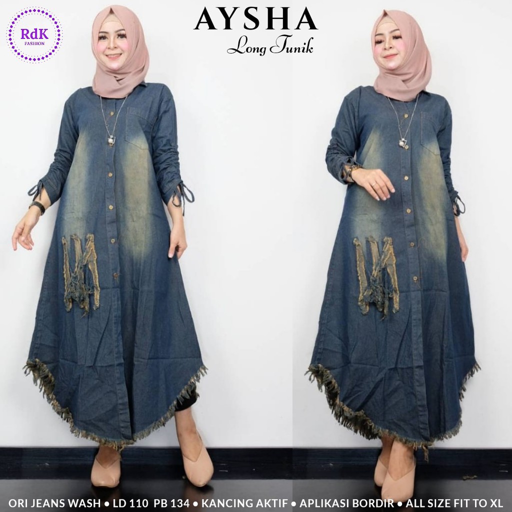 GBM AYSHA LONG TUNIK VINI JEANS RAWIS